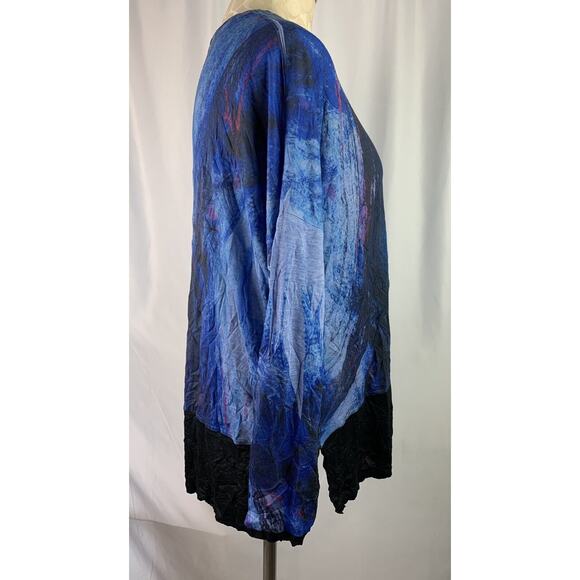 Medium Jessie and Jane Women's Blue Brushstroke Top Made in USA - Picture 6 of 8